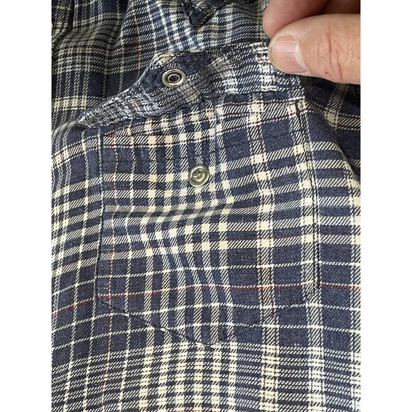 Guess LA 1981 -Blue Plaid Flannel Pearl Snap Button Up Shirt Women’s Sz Medium - Picture 10 of 16